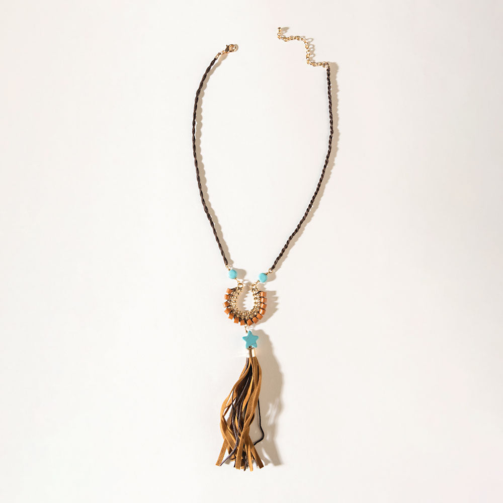 Whip & Whisper Necklace in Saddle Tan