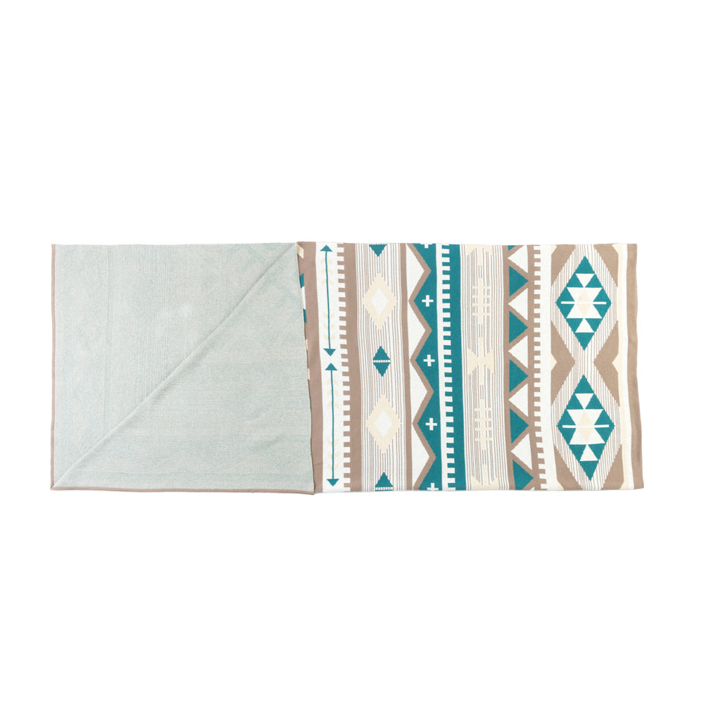 Sagebrush Aztec Cotton Knitted Throw in Teal Dunes