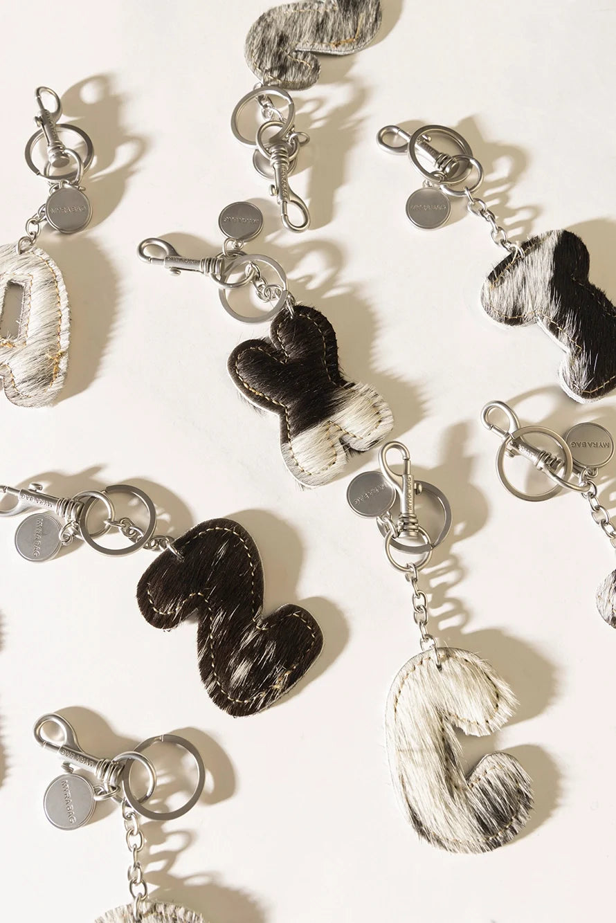 Alpha Hairon Bag Charm in Black & White