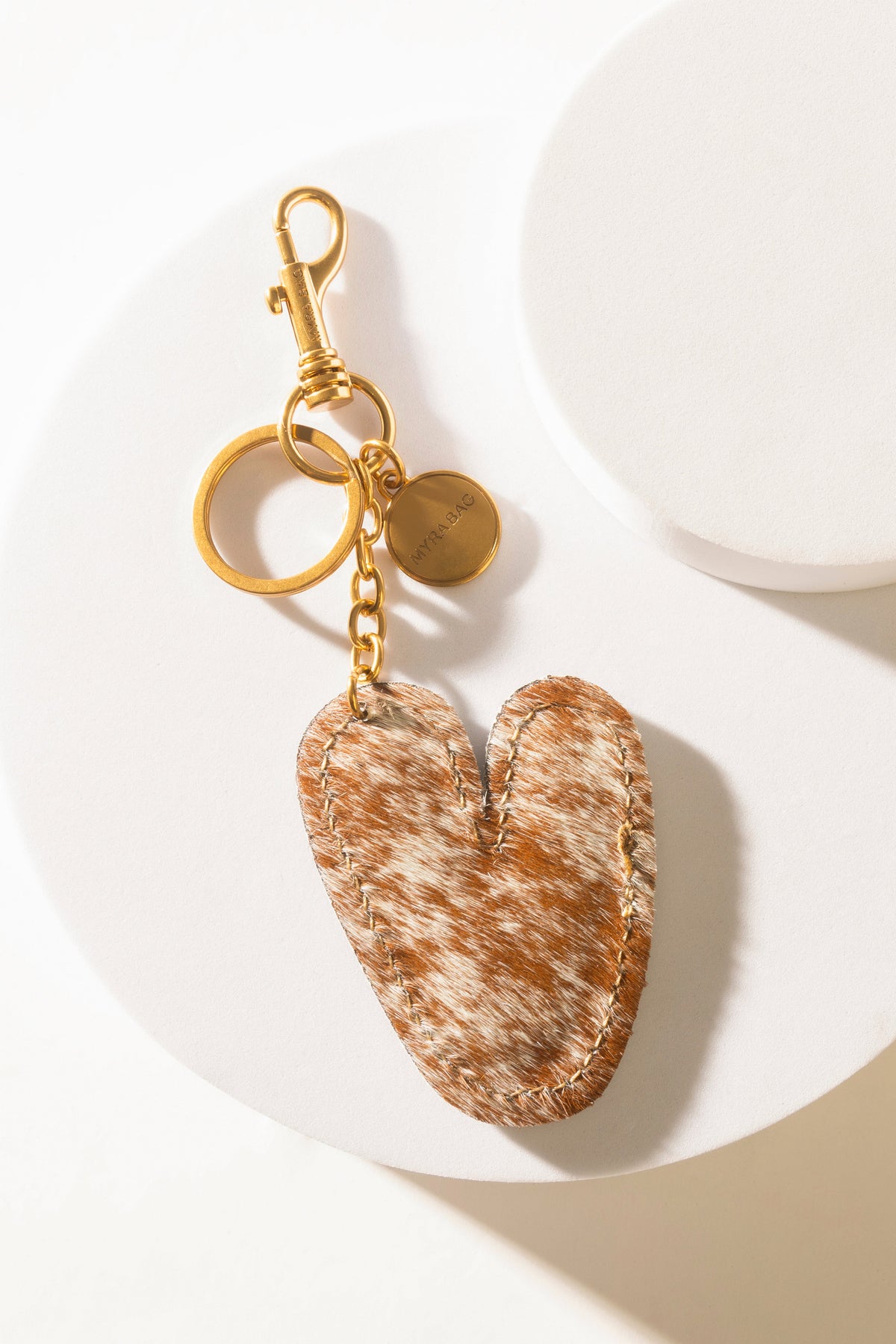 Alpha Hairon Bag Charm in Brown & White