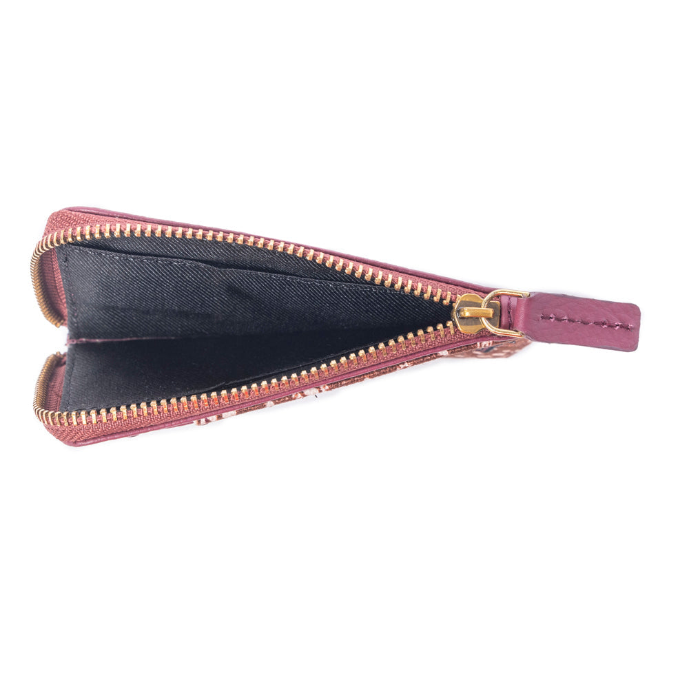 Myra Red Rock Bloom Leather Credit Card Holder in Russet Plum
