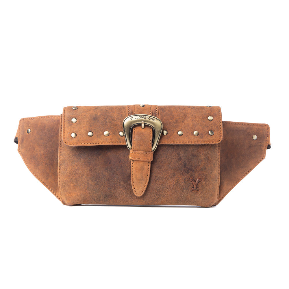 Yellowstone High Plains Studded Fanny Pack with Buckle in Amber