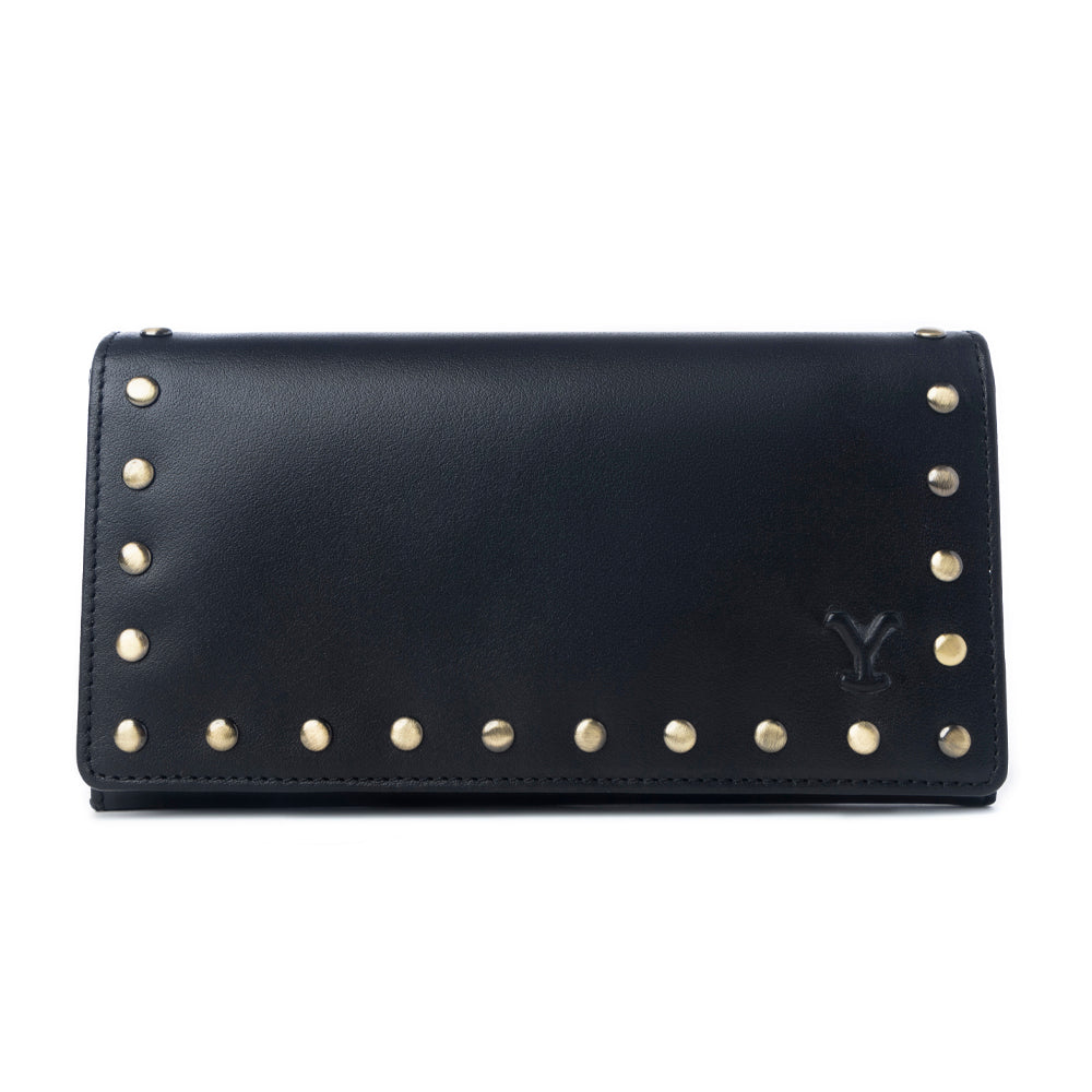 Yellowstone Caldera Leather Wallet with Rivets in Ash