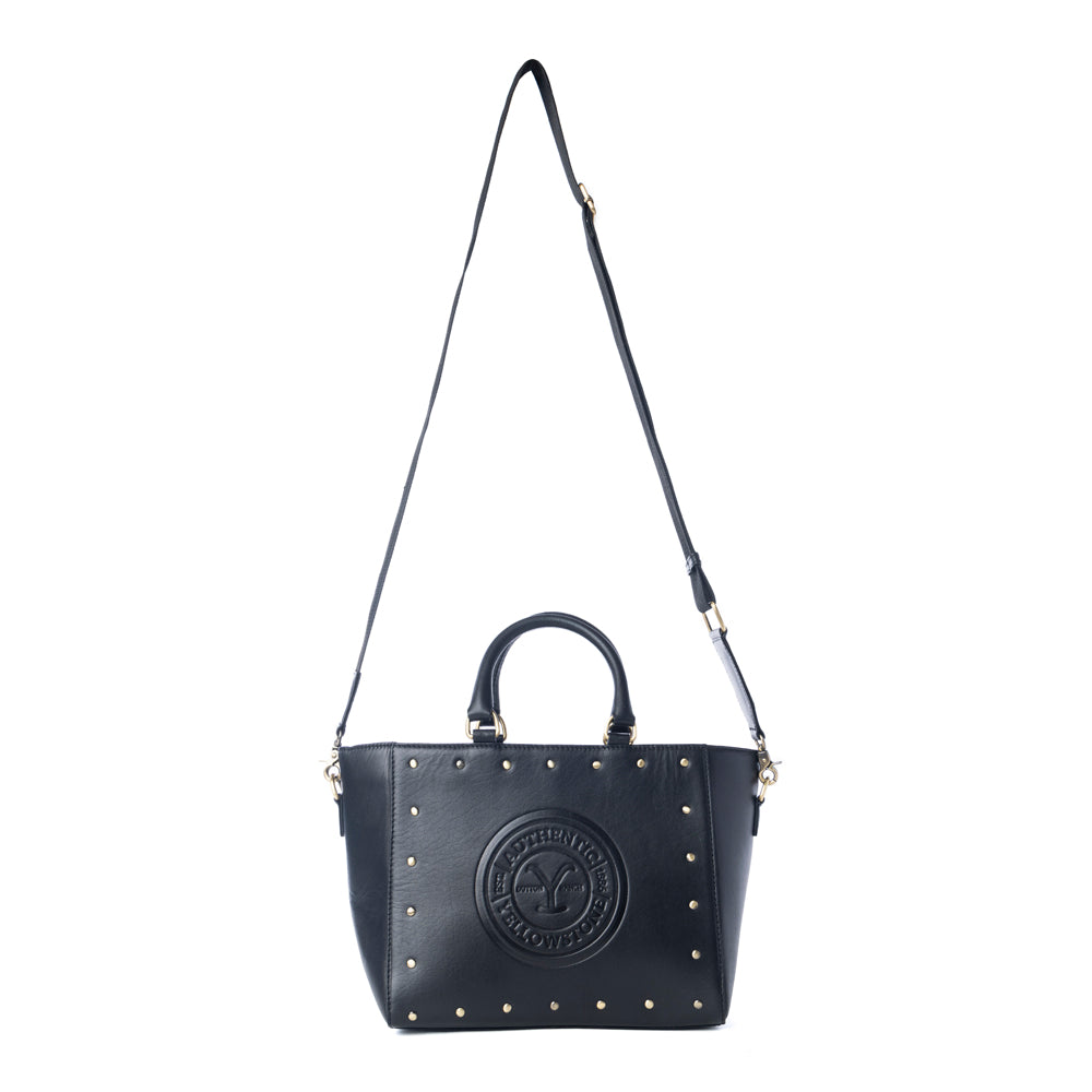 Yellowstone Valley Soul Studded & Embossed Tote Leather Bag in Ash