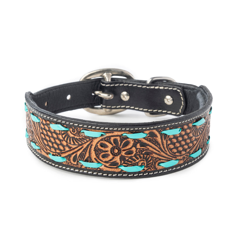Turquoise Trail Cowboy Dog Collar in Black