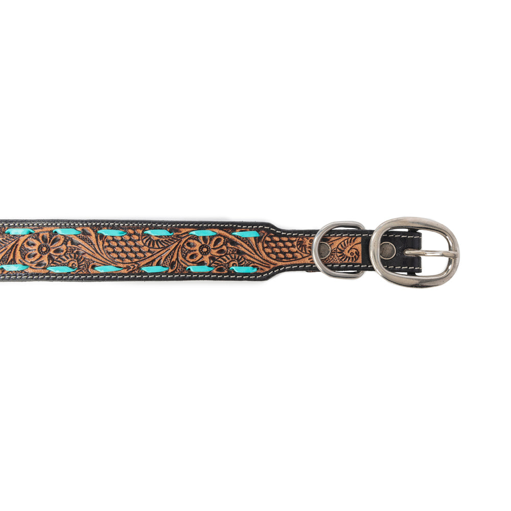 Turquoise Trail Cowboy Dog Collar in Black