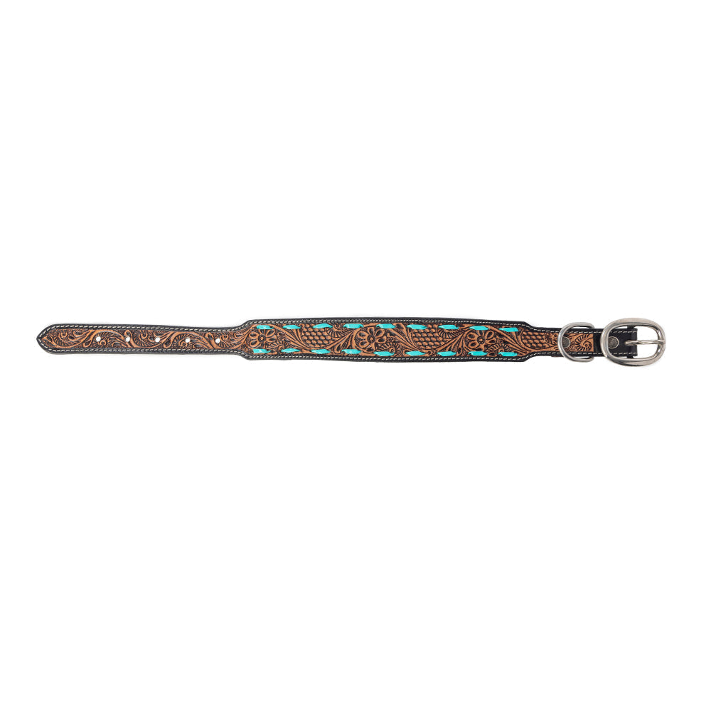 Turquoise Trail Cowboy Dog Collar in Black