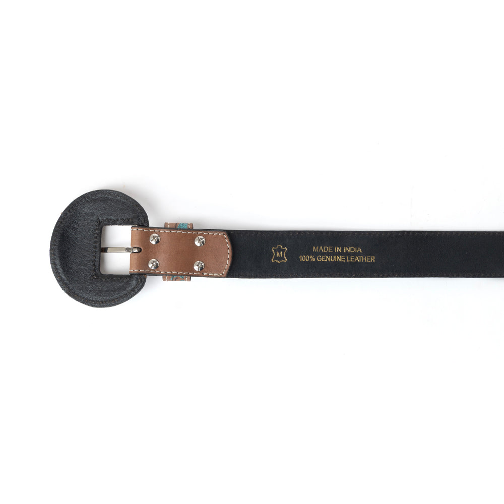 Western Wreath Leather Belt in Bronco Sky