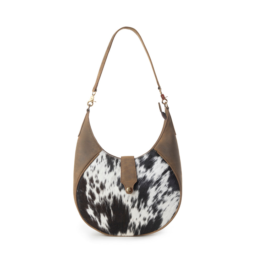 Myra Dakota Moon Hairon Leather Bag in Midnight Tan