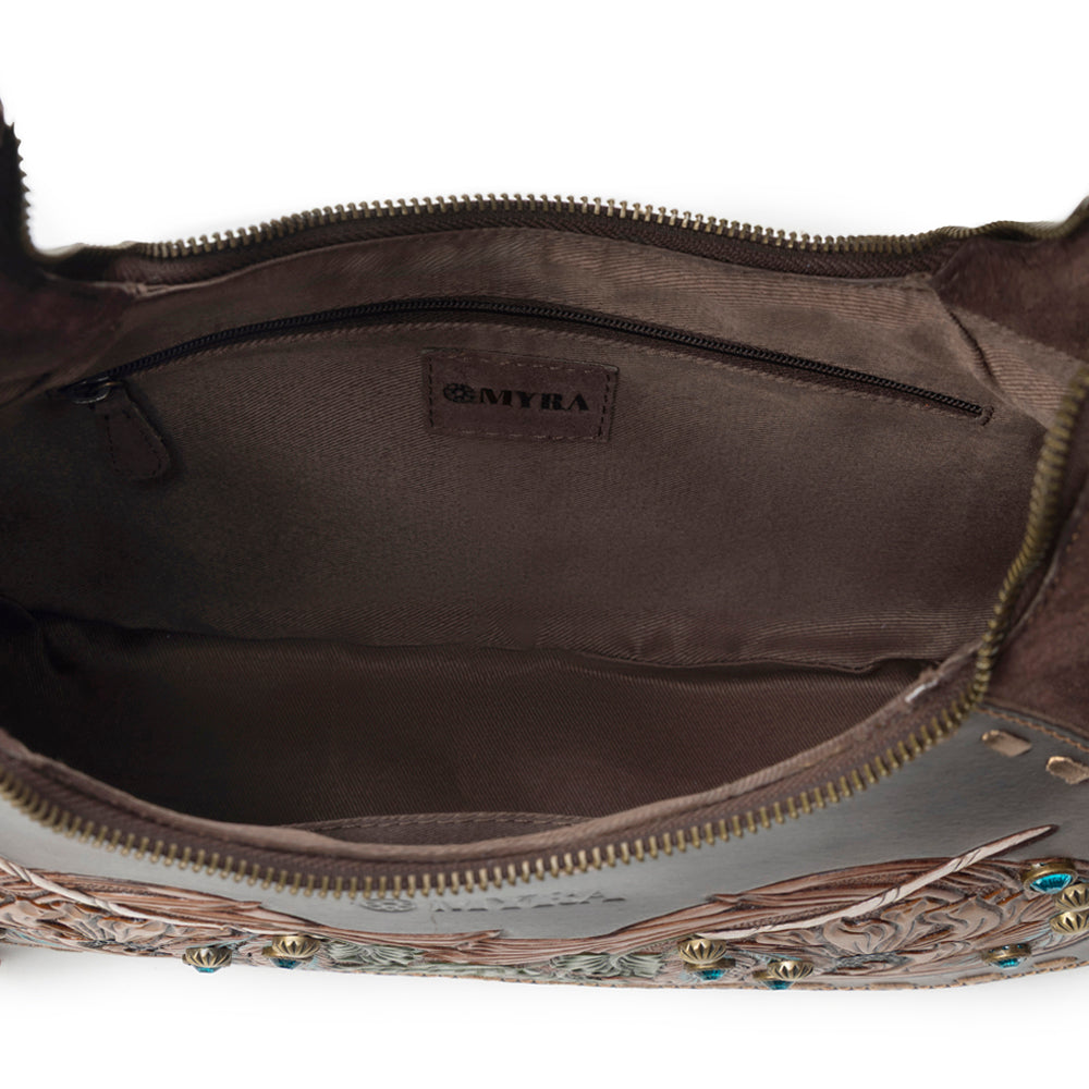 Myra Sierra Grove Handtooled Leather Bag in Deep Espresso