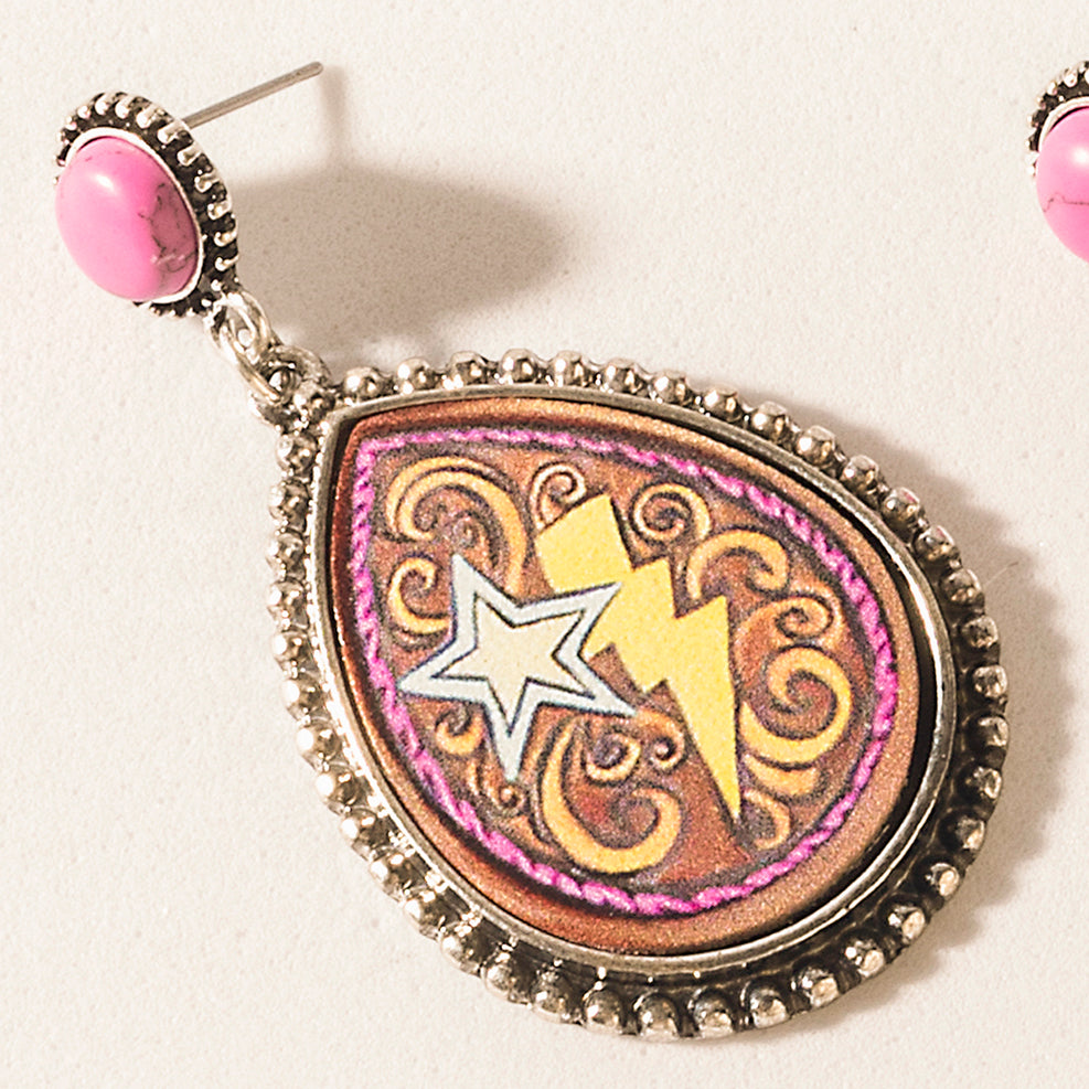 Myra Rebel Star Earrings in Fuchsia Flame