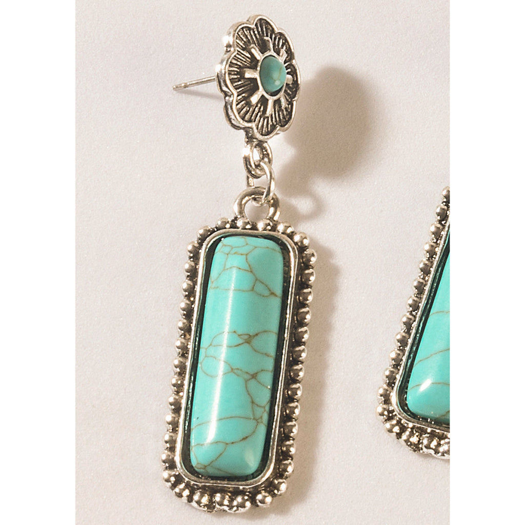 Myra Sundown Relic Turquoise Stone Earrings in Cerulean Blue