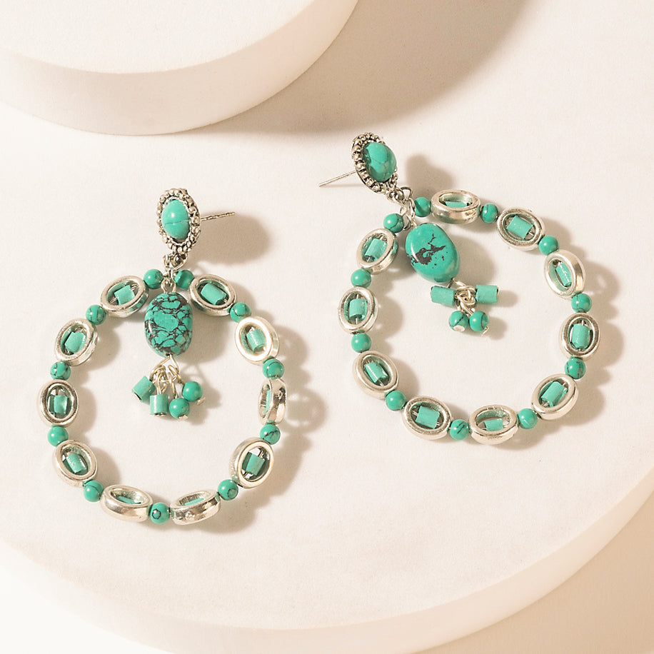 Myra Frosted Jewel Earrings in Sierra Vein Blue