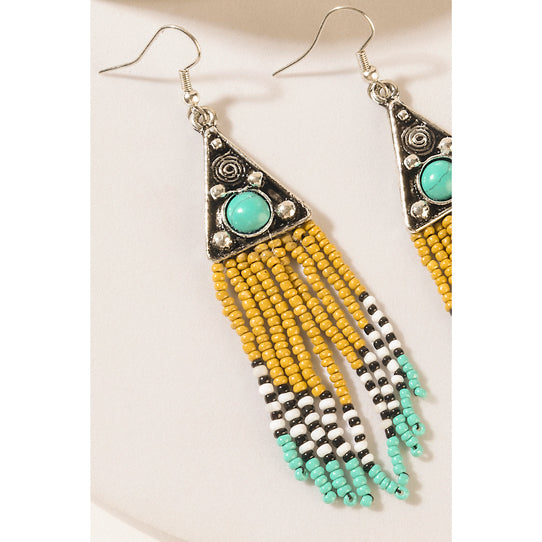 Myra Oasis Bloom Fringe Earrings in Savanna Blue