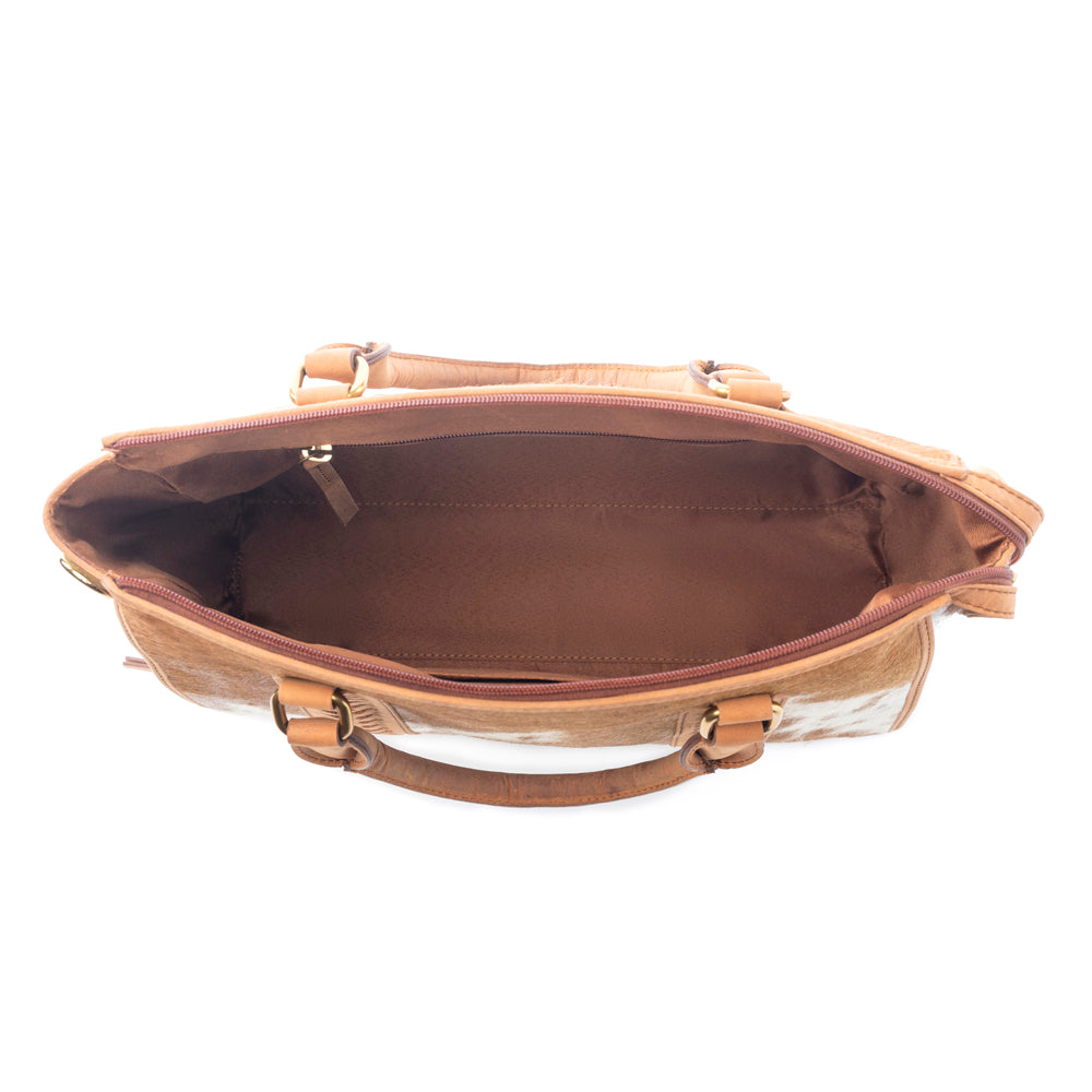 Myra Sierra Fawn Hairon Leather Concealed Carry Bag in Ivory Tan