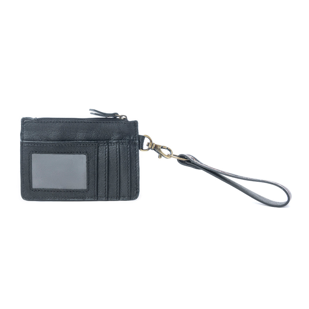Myra Wildflower Mesa Handtooled Hairon Leather Card Holder In Prairie Amber