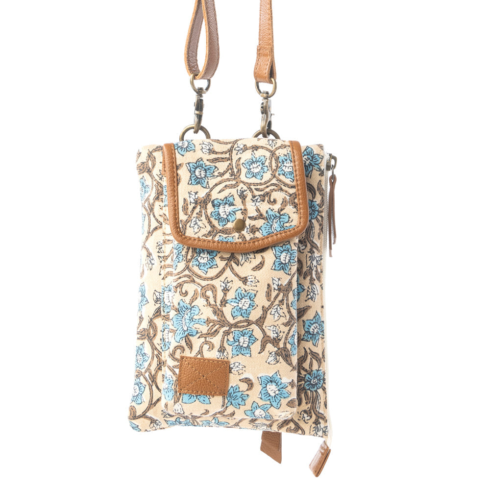 Myra Skyvine Ridge Crossbody Bag with Phone Compartment in Blue Bloom