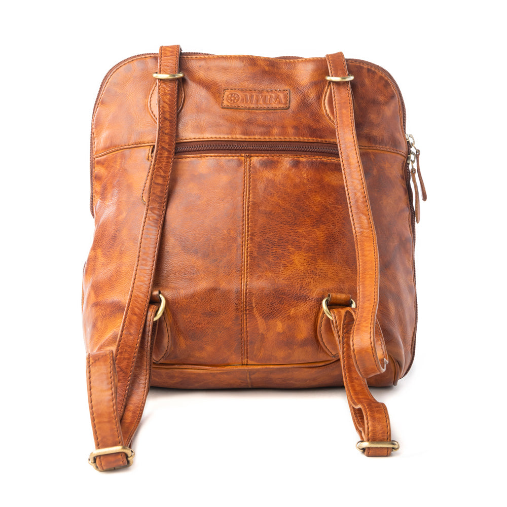 Myra Hearthfire Buckled Genuine Leather Bag in Cognac Brown