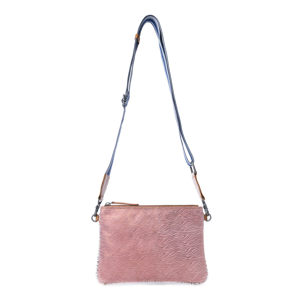 Myra Rosette Trail Leather Bag in Mauve Snake Print