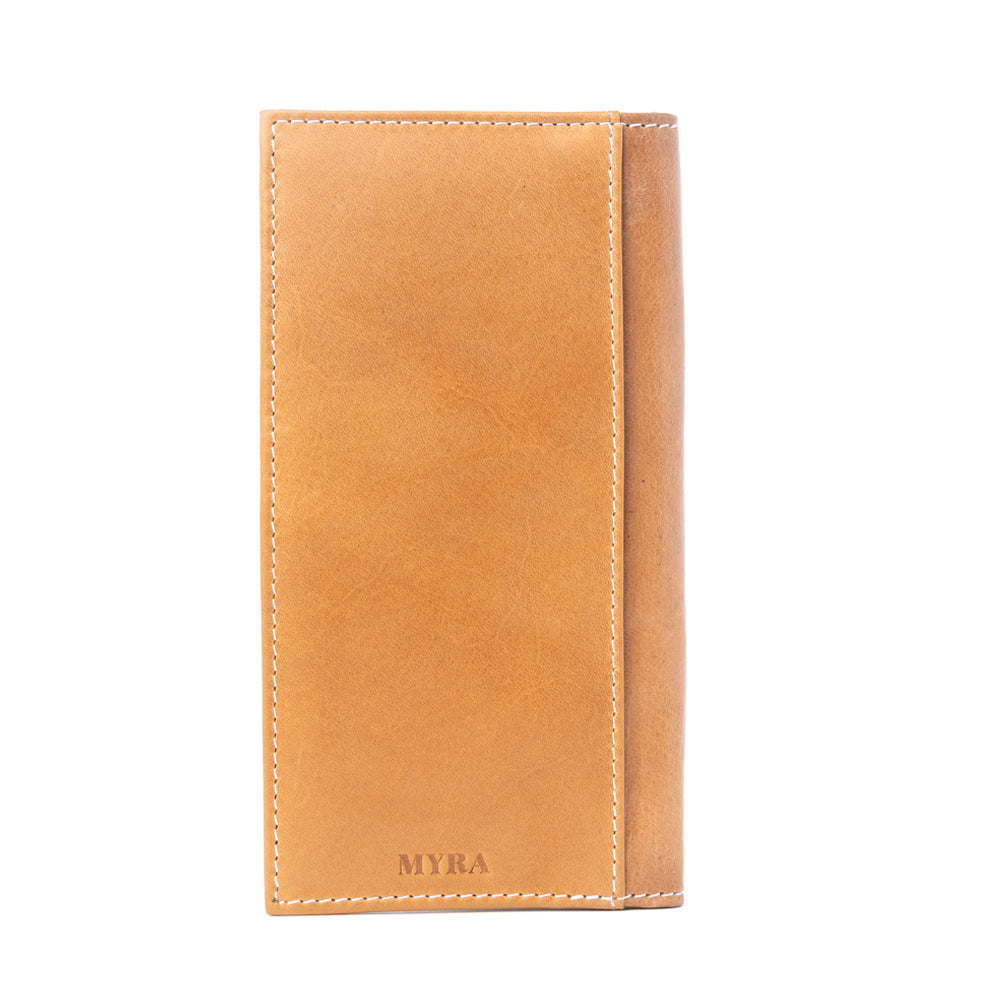 Myra Nomad's Emblem Handtooled Leather Wallet for Men in Walnut Emboss