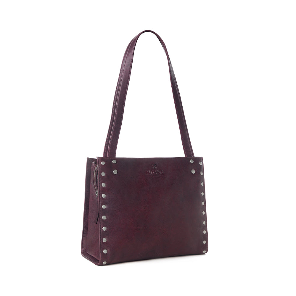 Myra Zidana Aria Amethyst Veg Tanned Leather Tote Bag in Royale Mauve