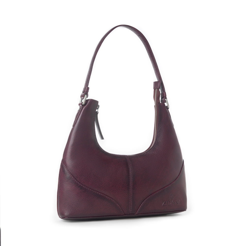 Myra Zidana Winchester Loop Veg Tanned Leather Shoulder Bag in Saddle Rose
