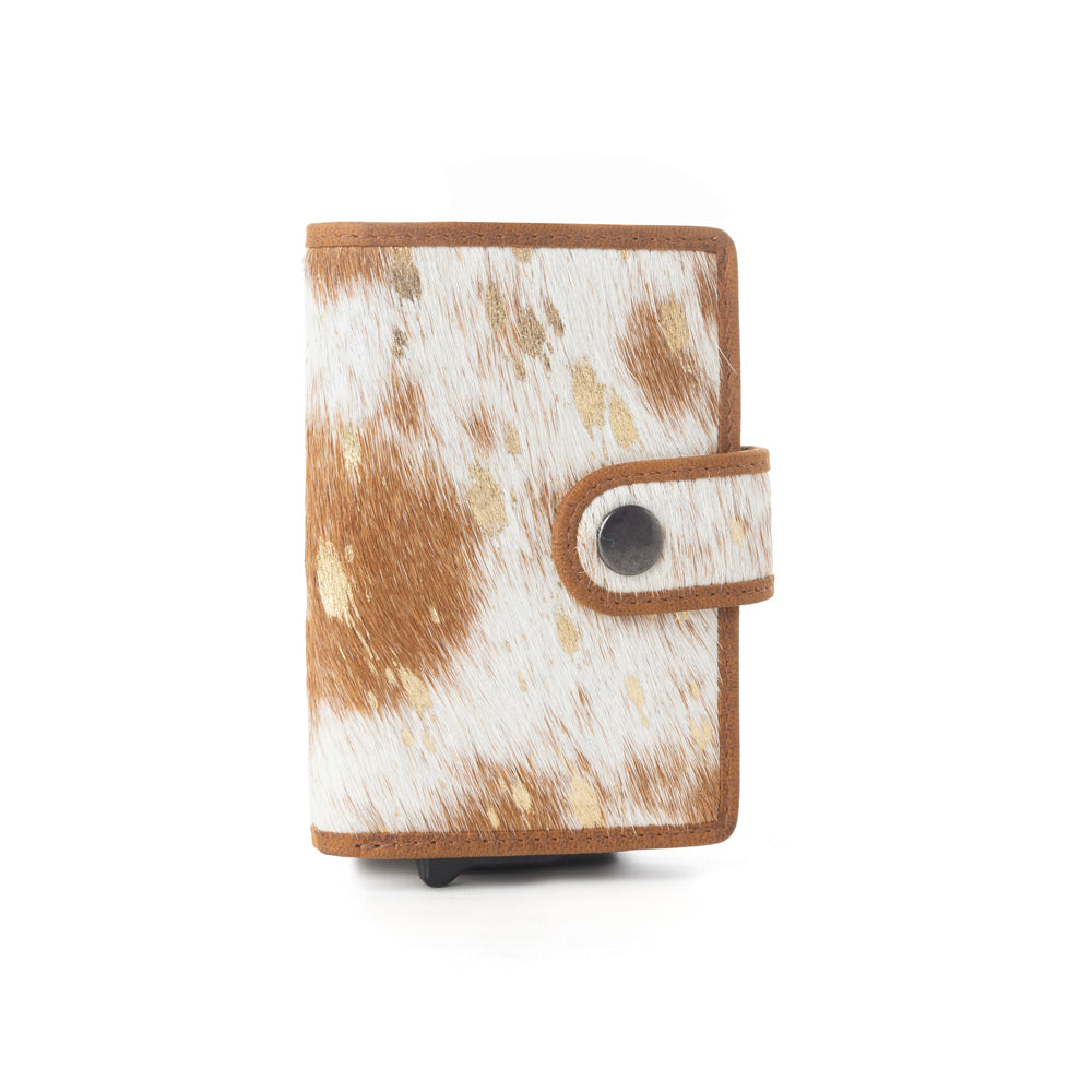 Myra Dune Star Hairon Leather Credit Card Holder in Rustic Brown