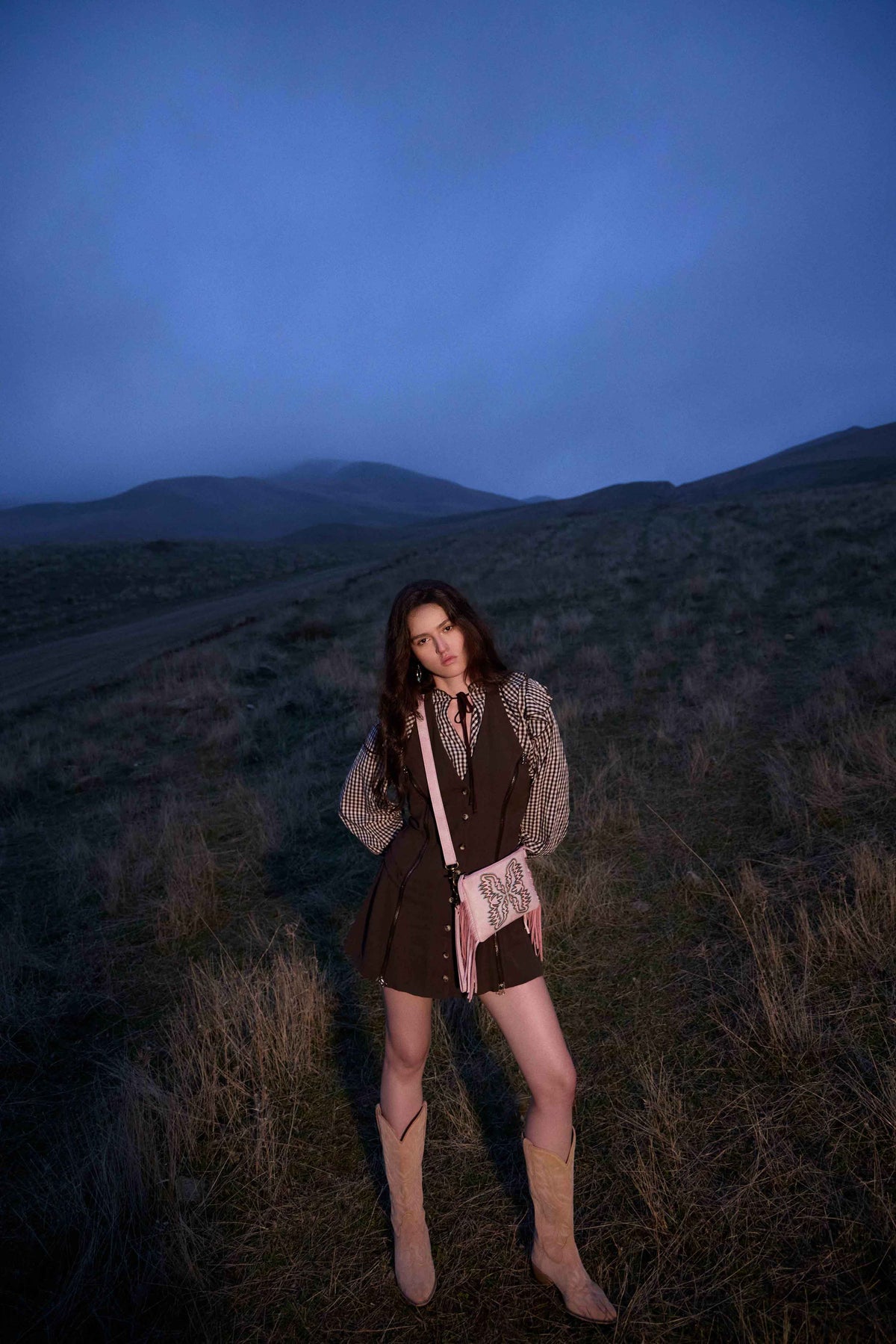 Myra ThunderFly Fringed Leather Bag in Sundown Blush