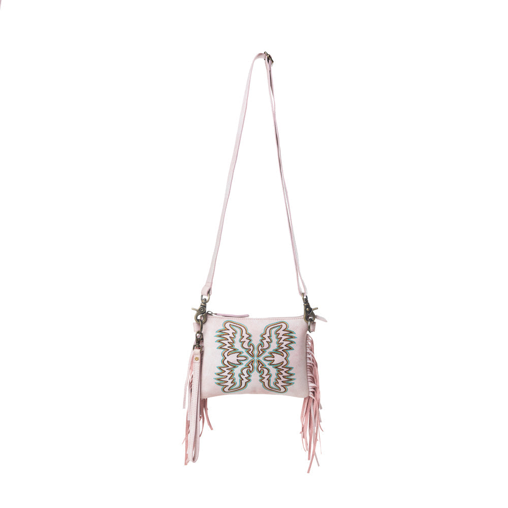 Myra ThunderFly Fringed Leather Bag in Sundown Blush