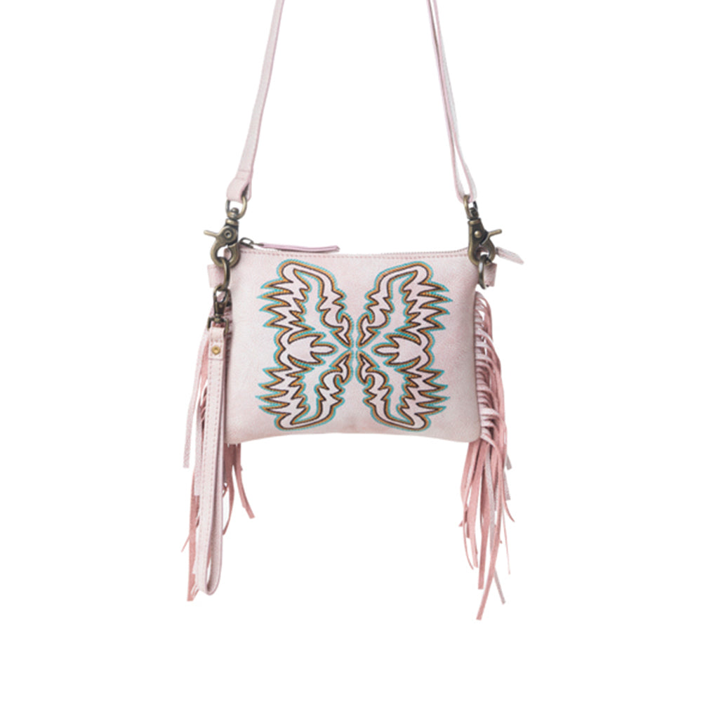 Myra ThunderFly Fringed Leather Bag in Sundown Blush