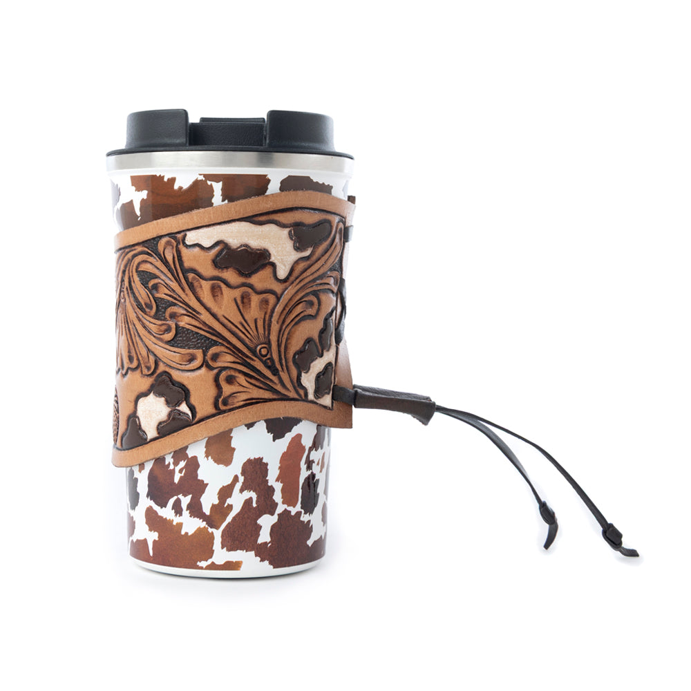 Western Trail Brew Stainless Steel Mug in Brown Leapard Print