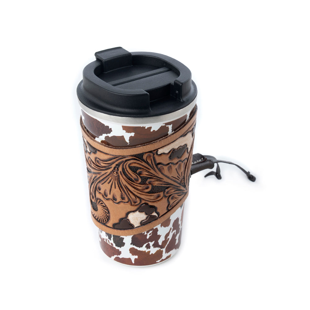 Western Trail Brew Stainless Steel Mug in Brown Leapard Print