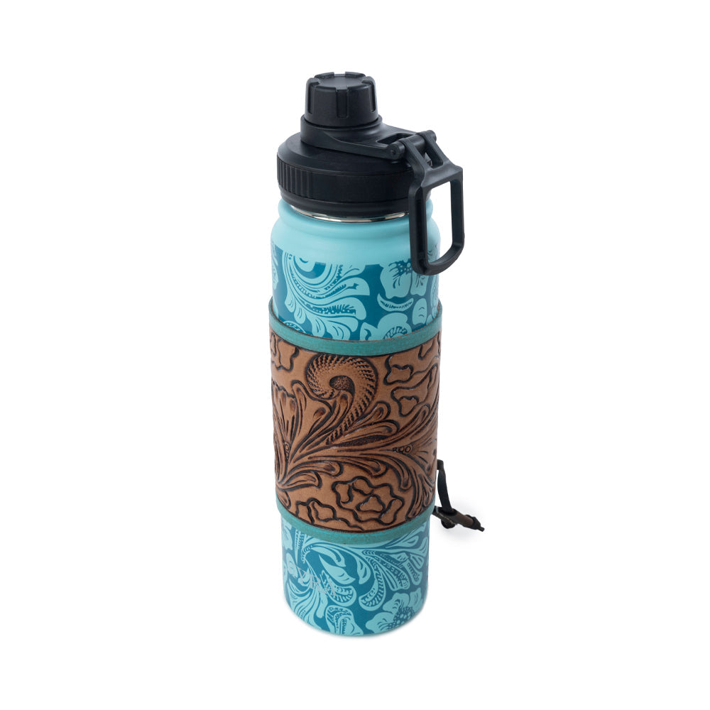 Moo & Bloom Stainless Steel Water Bottle in Turquoise