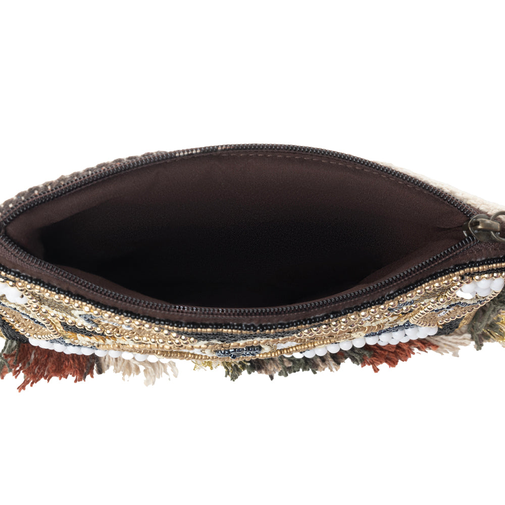 Myra Eye of the Storm Beaded Pouch in Desert Black