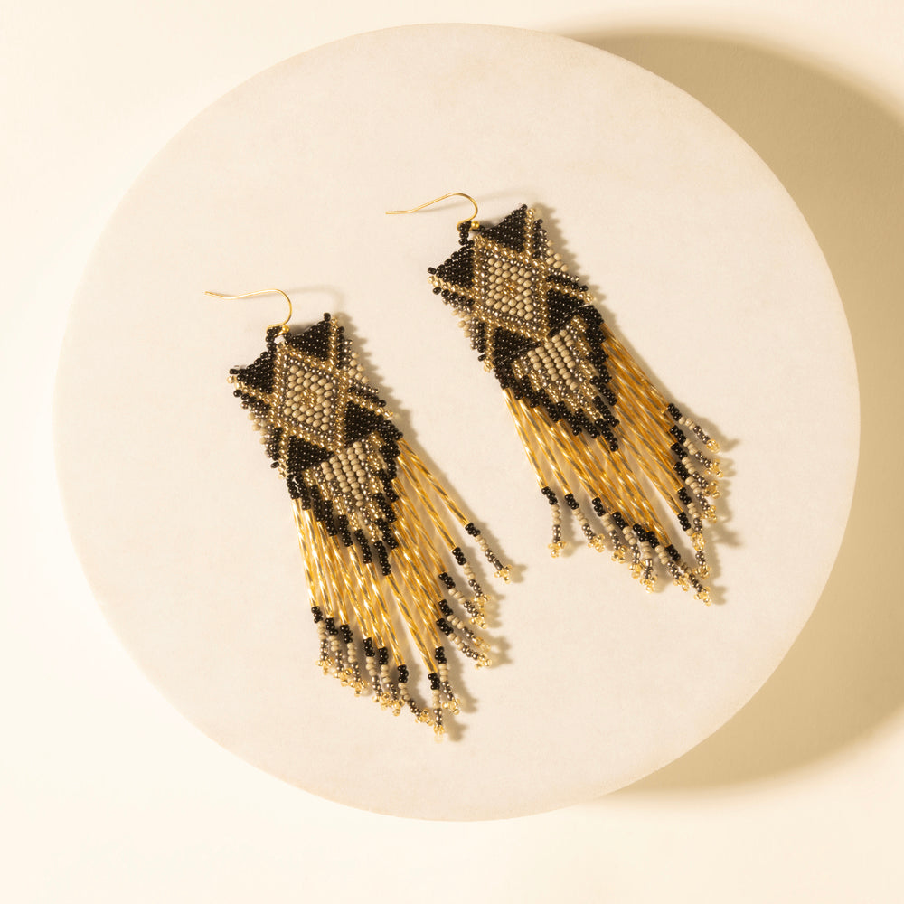Myra Sun strung beaded earring in Champagne