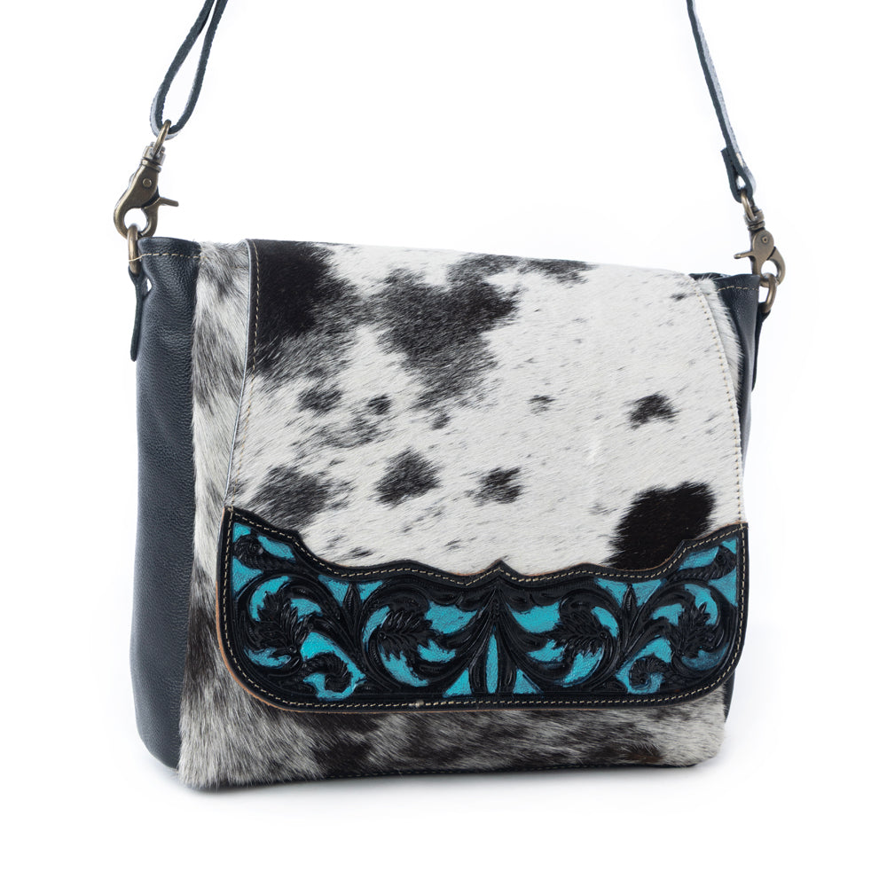 Myra Sagebrush Vale Hairon Leather Concealed Carry Bag in Onyx Frost