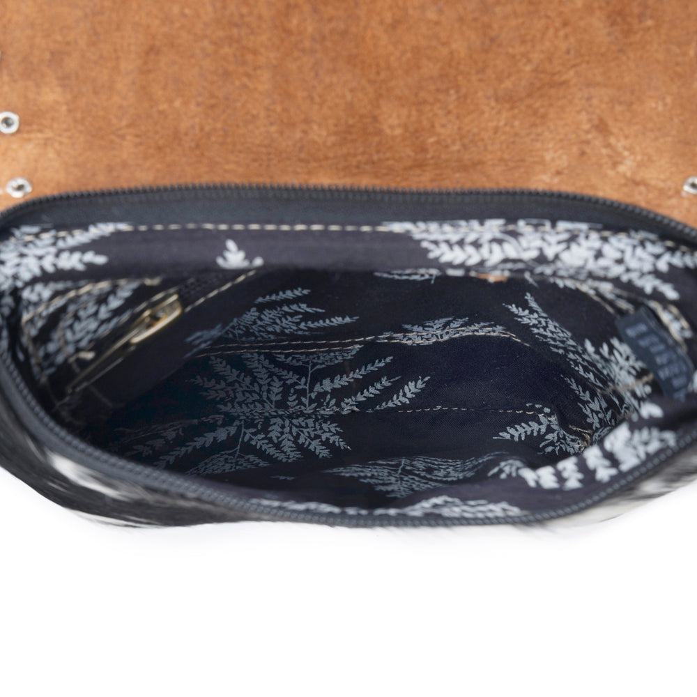 Myra Stonebrook Canvas & Hairon Bag in Spotted Ivory