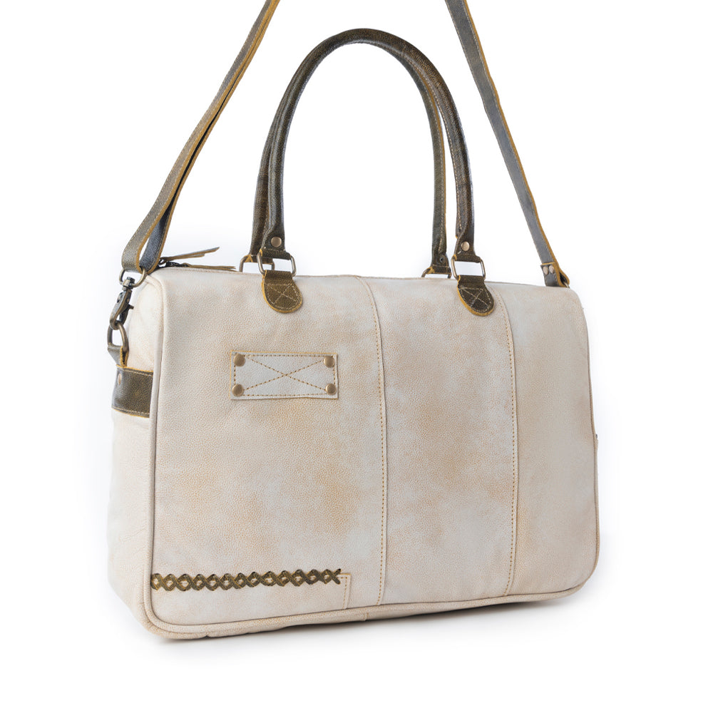 Myra Summit Line Leather Laptop Bag in Desert Cream