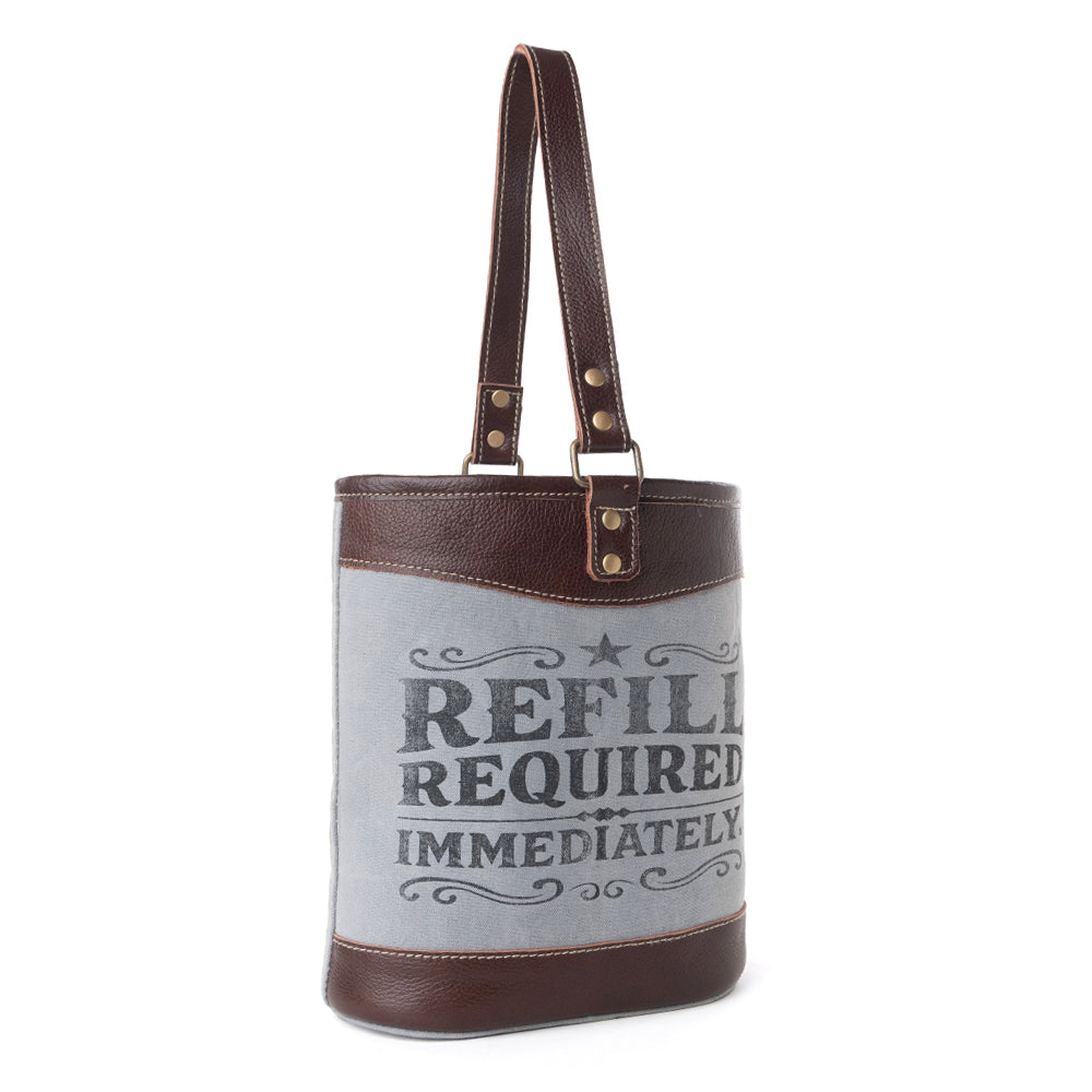 Myra Textura Cotton & Leather Wine Holder in Saddle Frost
