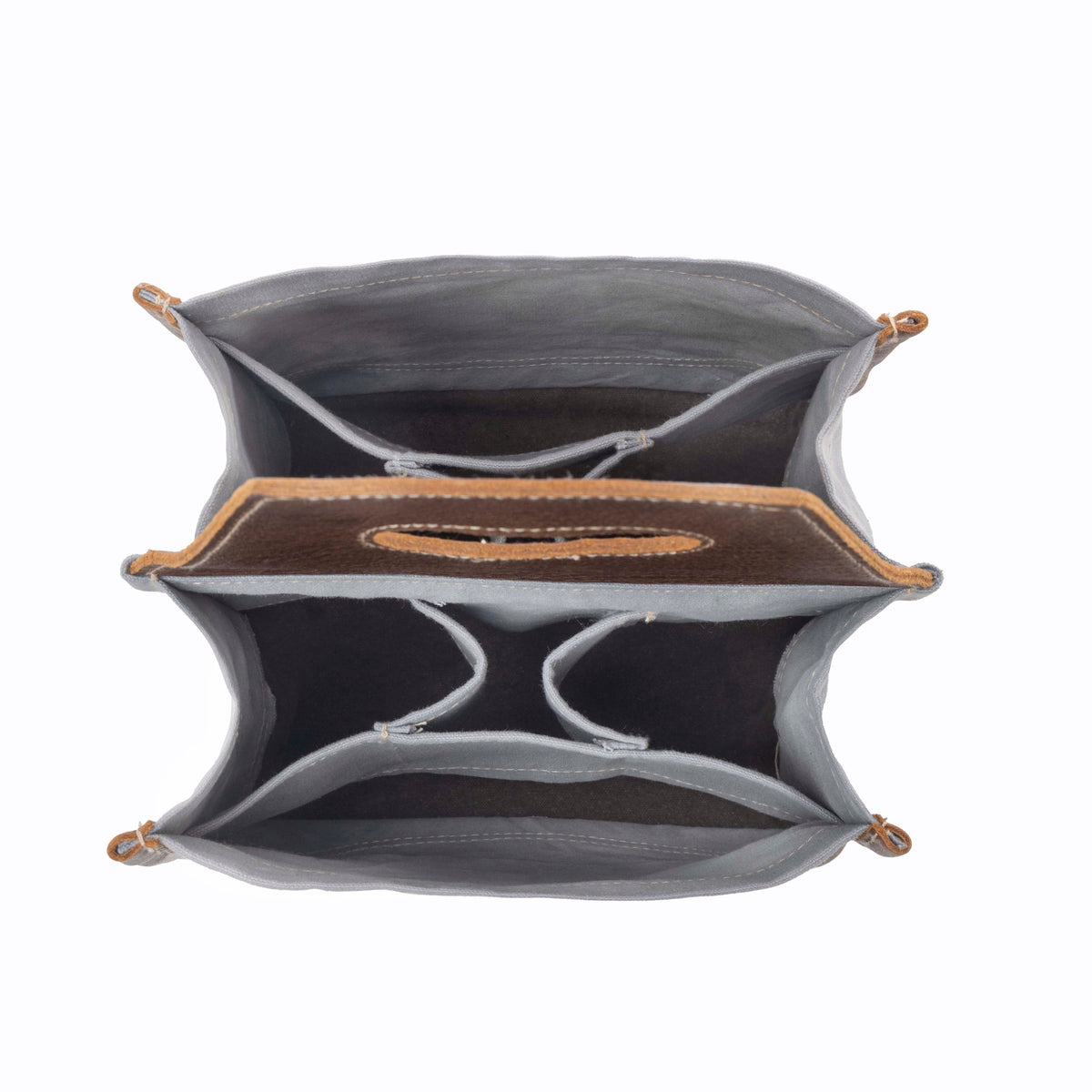 Myra Barrelcut Leather & Canvas Beer Holder in Cedar White