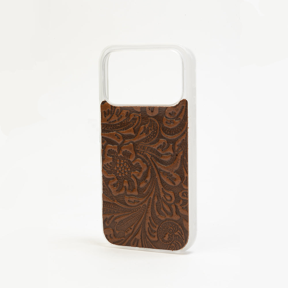 Myra Timber Cut Embossed Leather iPhone 17 Pro Mobile Case