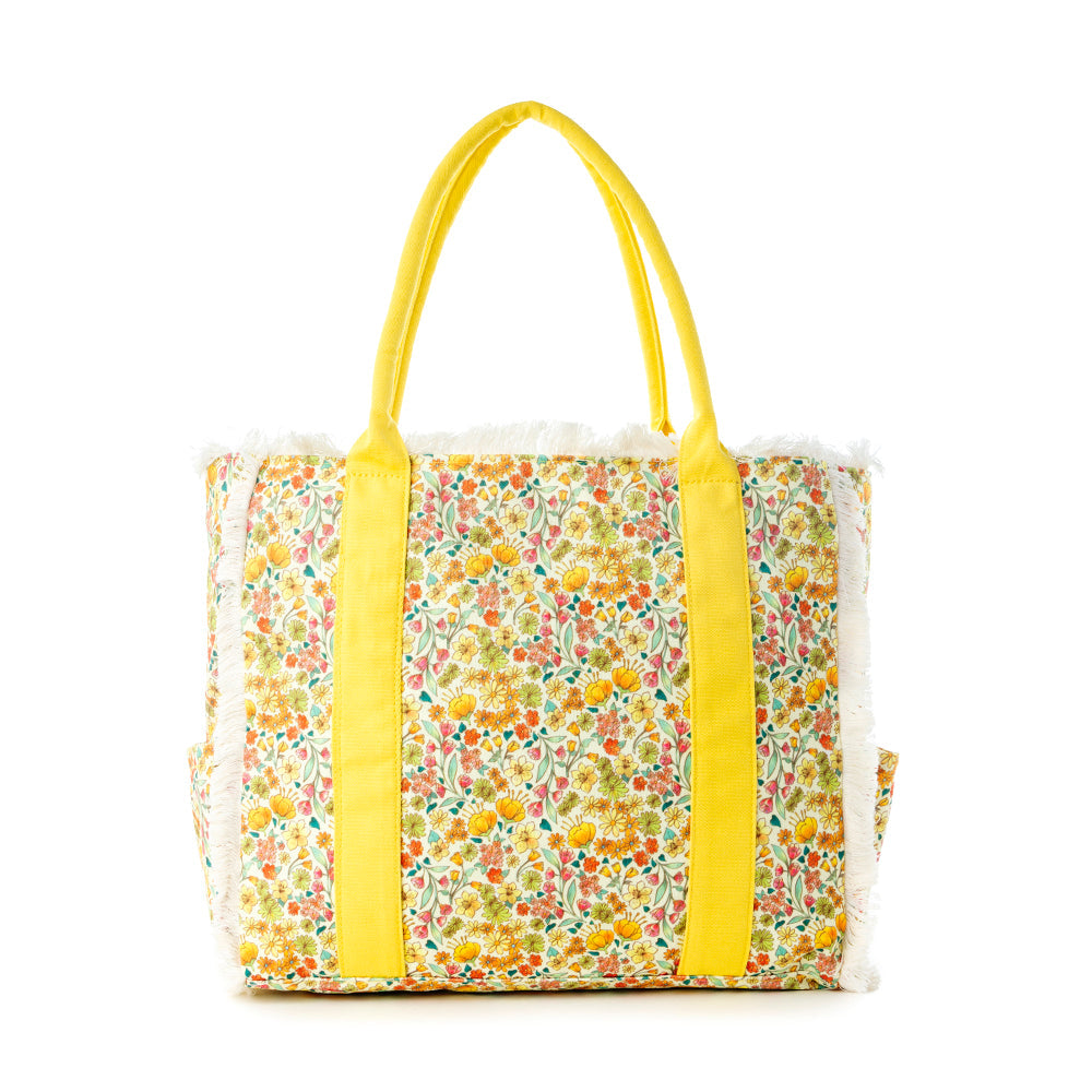 Myra Shoreline Weekender Bag with Beach Mat in Sunlit Yellow