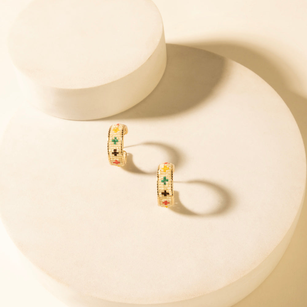 Myra Heritage Cross Hoops in Desert Ivory