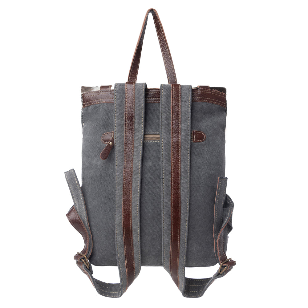 Myra Vibe with Me Backpack Bag for Women with upcycled canvas in mandala print with leather straps