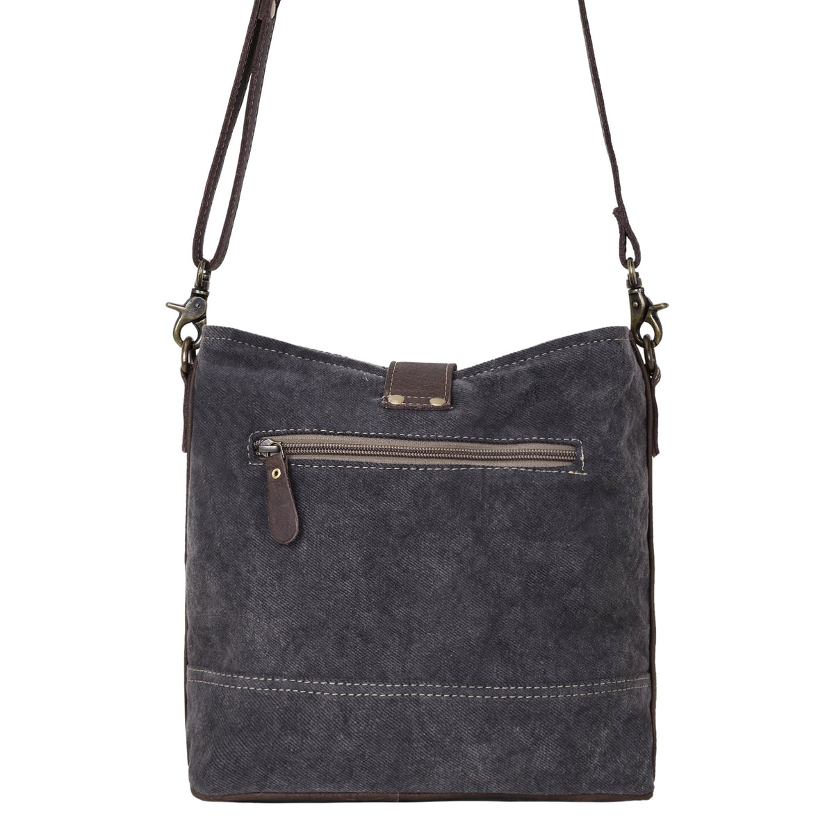 Myra Debonair Shoulder Bag for Women with upcycled canvas  in floral print with adjustable leather straps