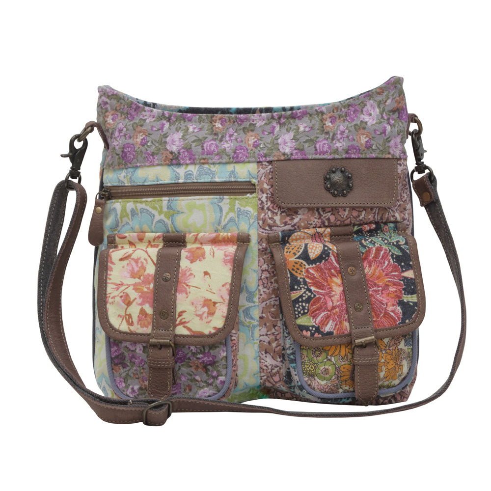 Myra Le Fleur Bel Cowgirl Shoulder Bag - Multi-Floral Print Crossbody with Leather Straps for Everyday Western Flair