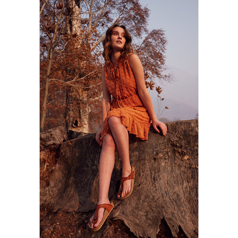Myra Crockler Sandals for Women with handtooled leather in western style with adjustable straps