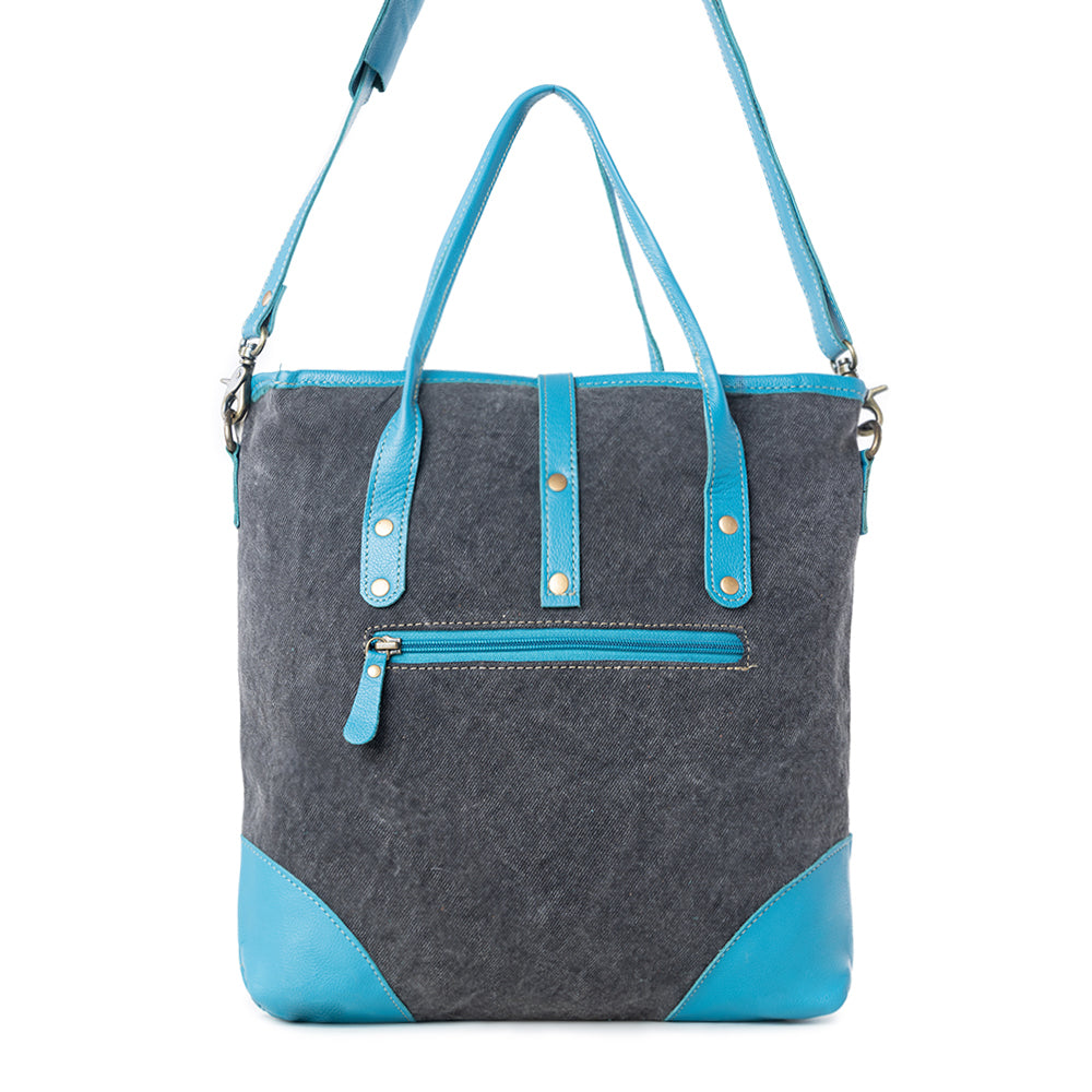 Pecos Pointe Canvas & Hairon Bag In Blue