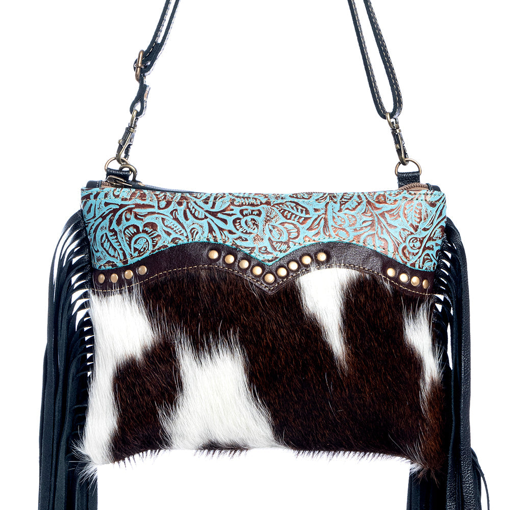 Myra Mescalaro Hill Bag for Women with leather and hairon in coal