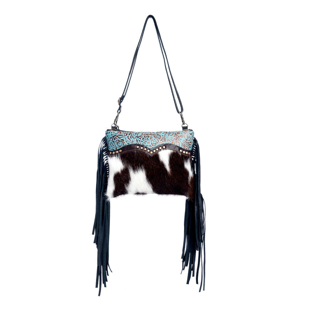 Myra Mescalaro Hill Bag for Women with leather and hairon in coal